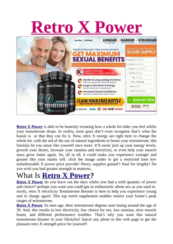 Retro X Power[Official Website Review] Does It Work? Pills Benefits