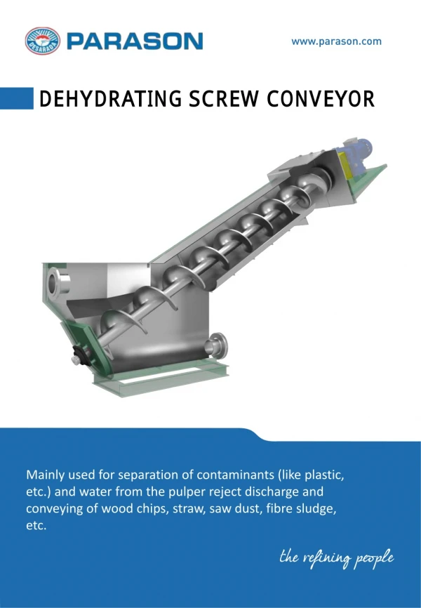 Powerful Dehydrating Screw Conveyor Machine For Paper Mill