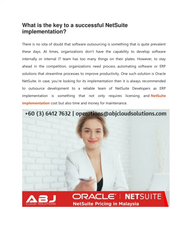 what is the key to a successful netsuite
