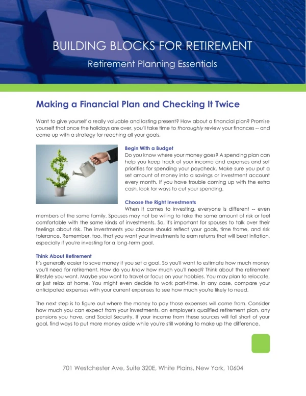 building blocks for retirement
