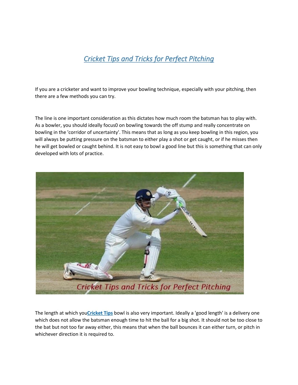 cricket tips and tricks for perfect pitching