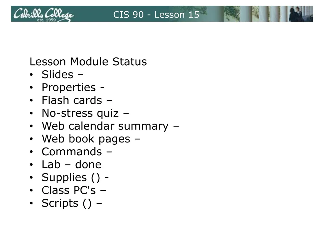 cis 90 lesson 15