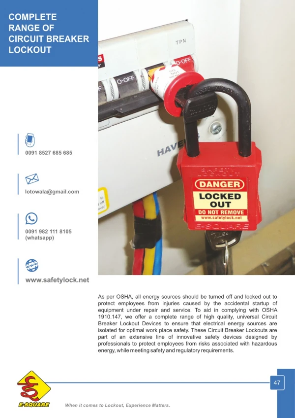 Complete Range of Circuit Breaker Lockout Devices by E-Square