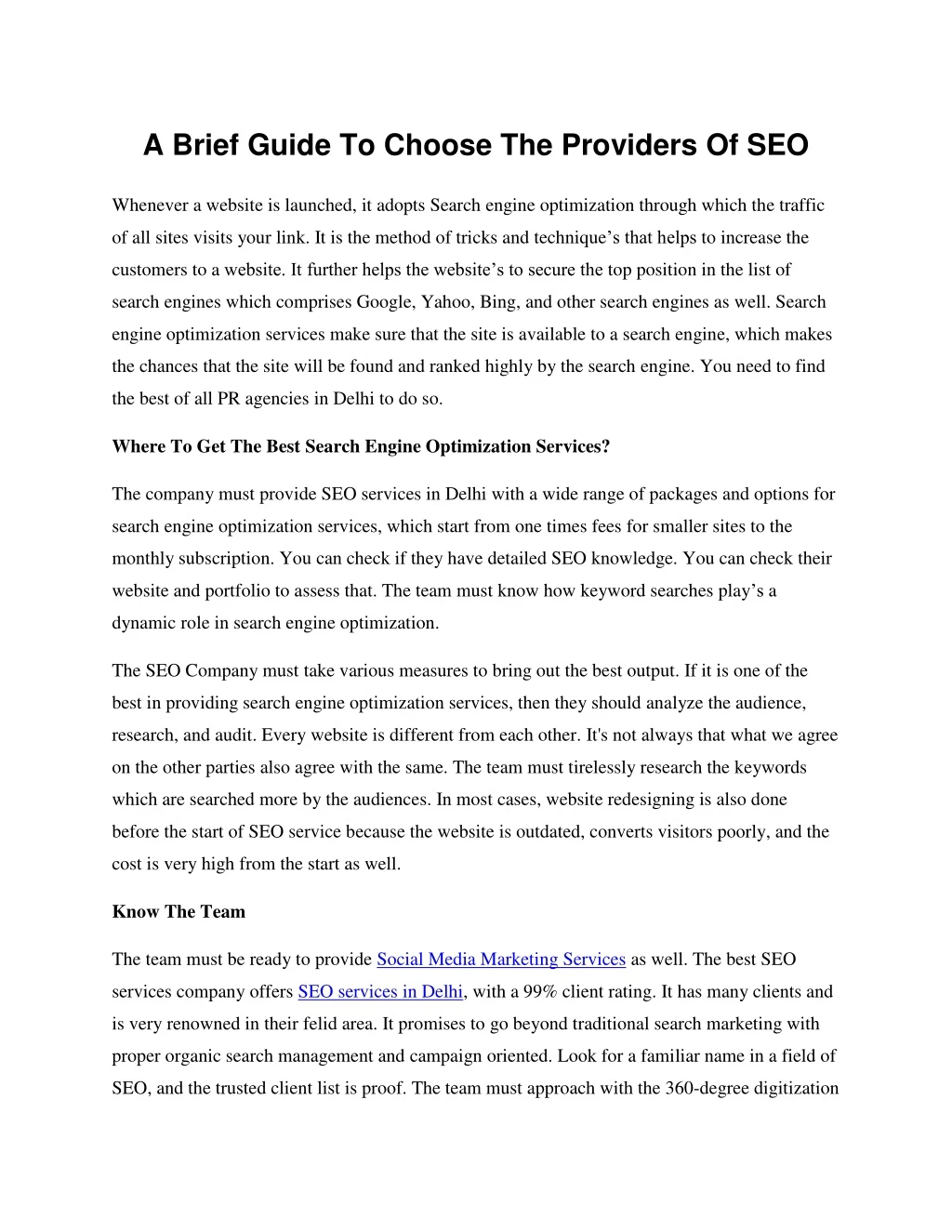 a brief guide to choose the providers of seo
