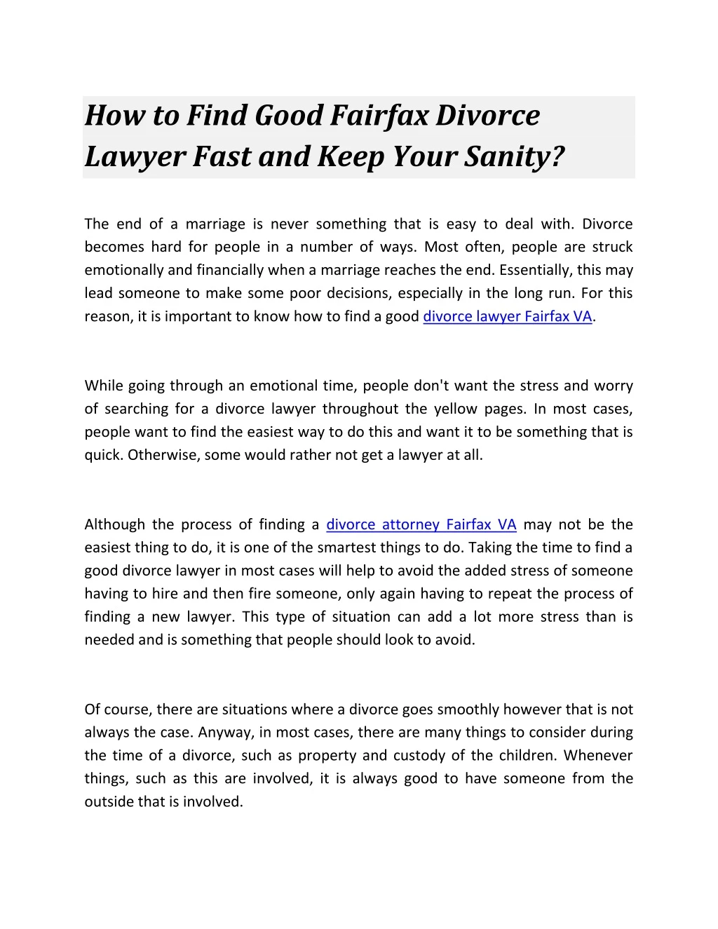 how to find good fairfax divorce lawyer fast