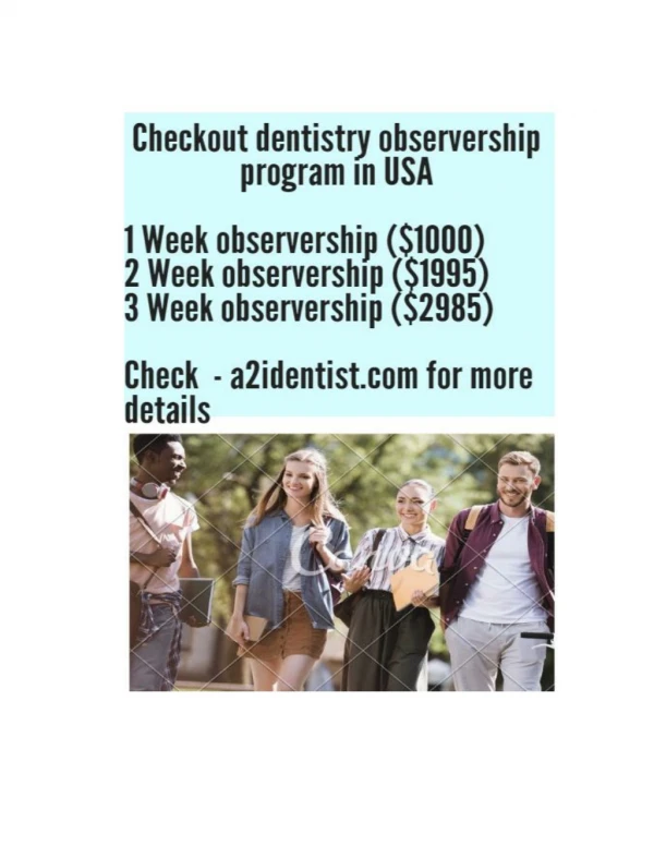 Observership in USA for international dentist | Dallas | a2identist