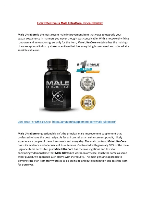 How Effective is Male UltraCore, Price,Review!