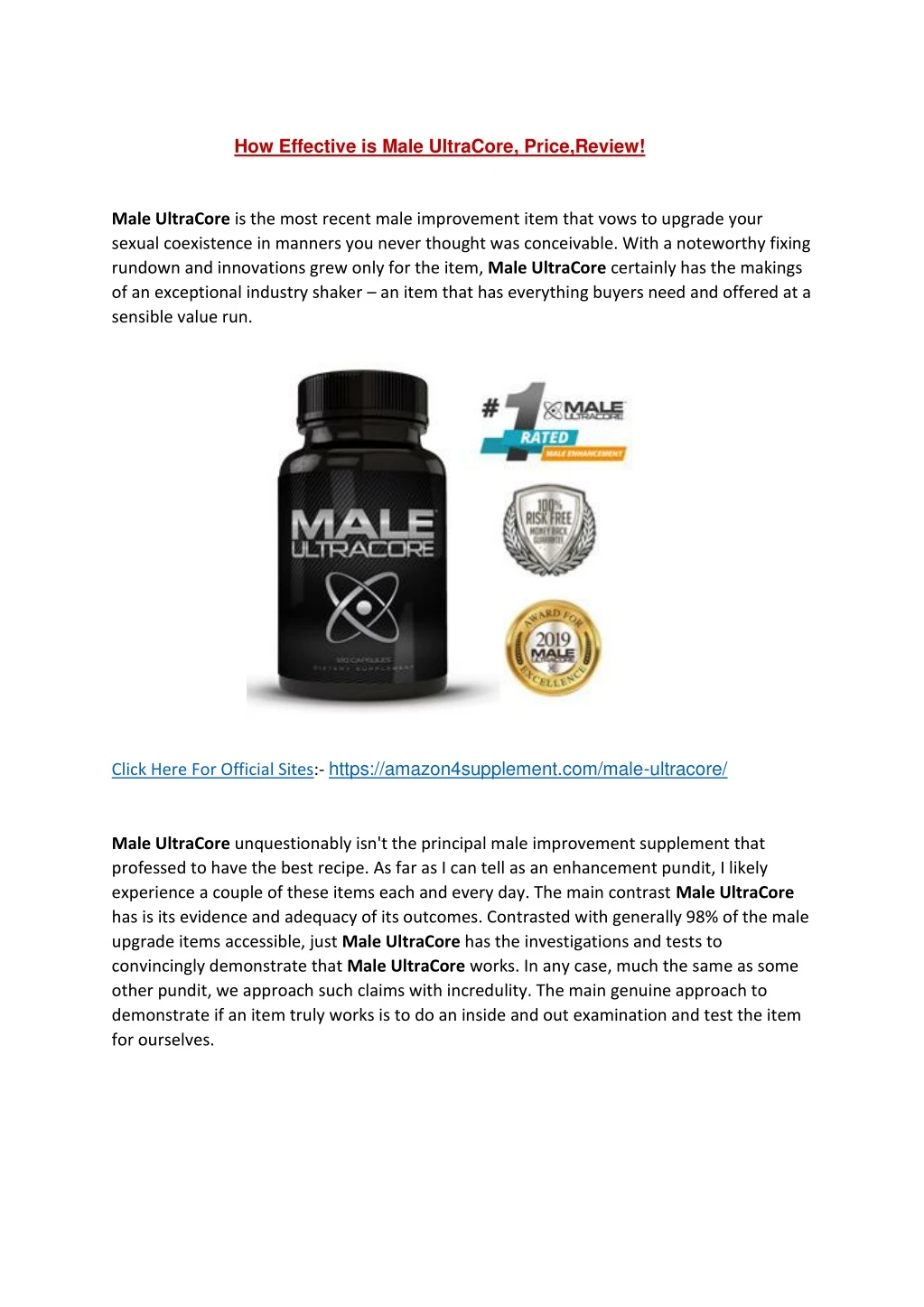 how effective is male ultracore price review