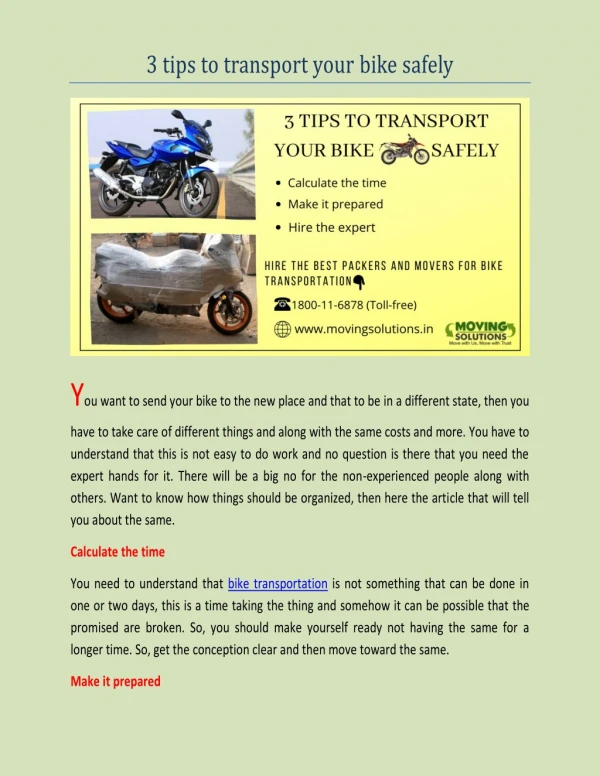 3 tips to transport your bike safely