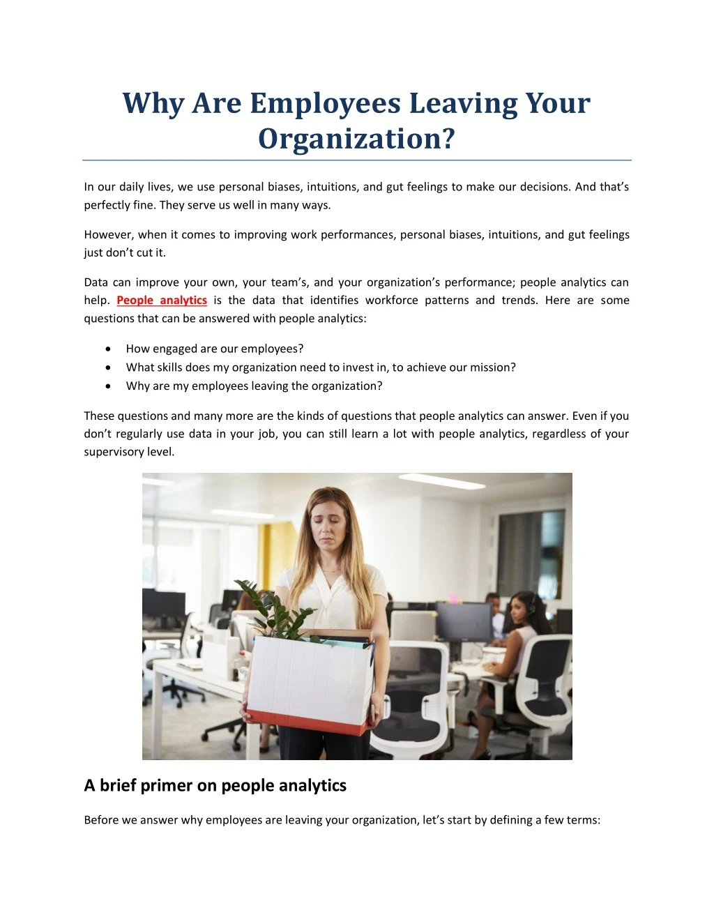why are employees leaving your organization