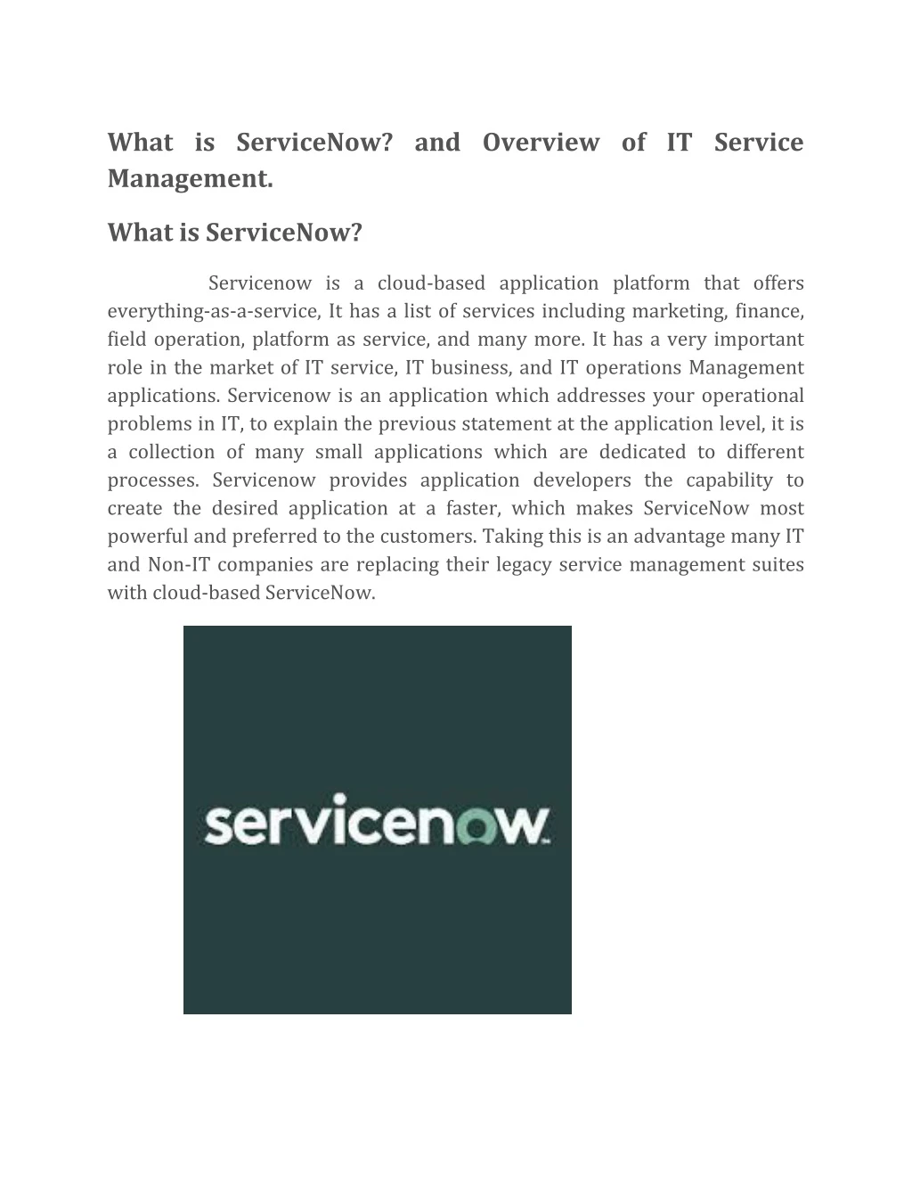 what is servicenow and overview of it service