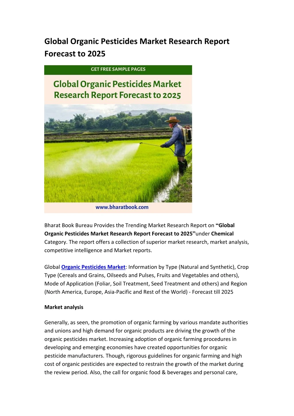 global organic pesticides market research report