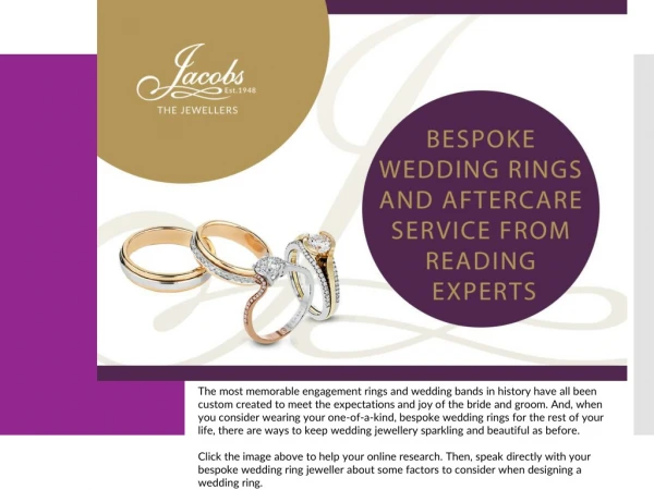 Bespoke Wedding Rings and Aftercare Services from Reading Experts