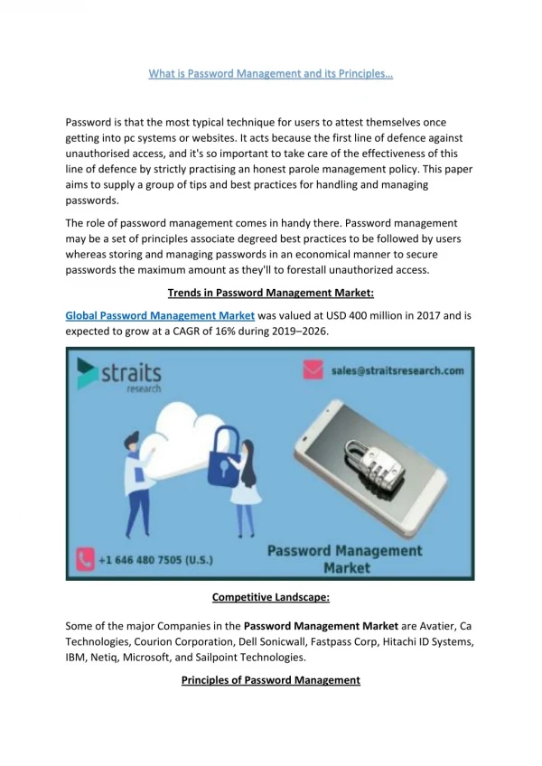 what is password management and its principles