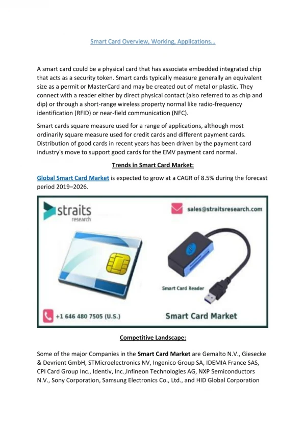 smart card overview working applications