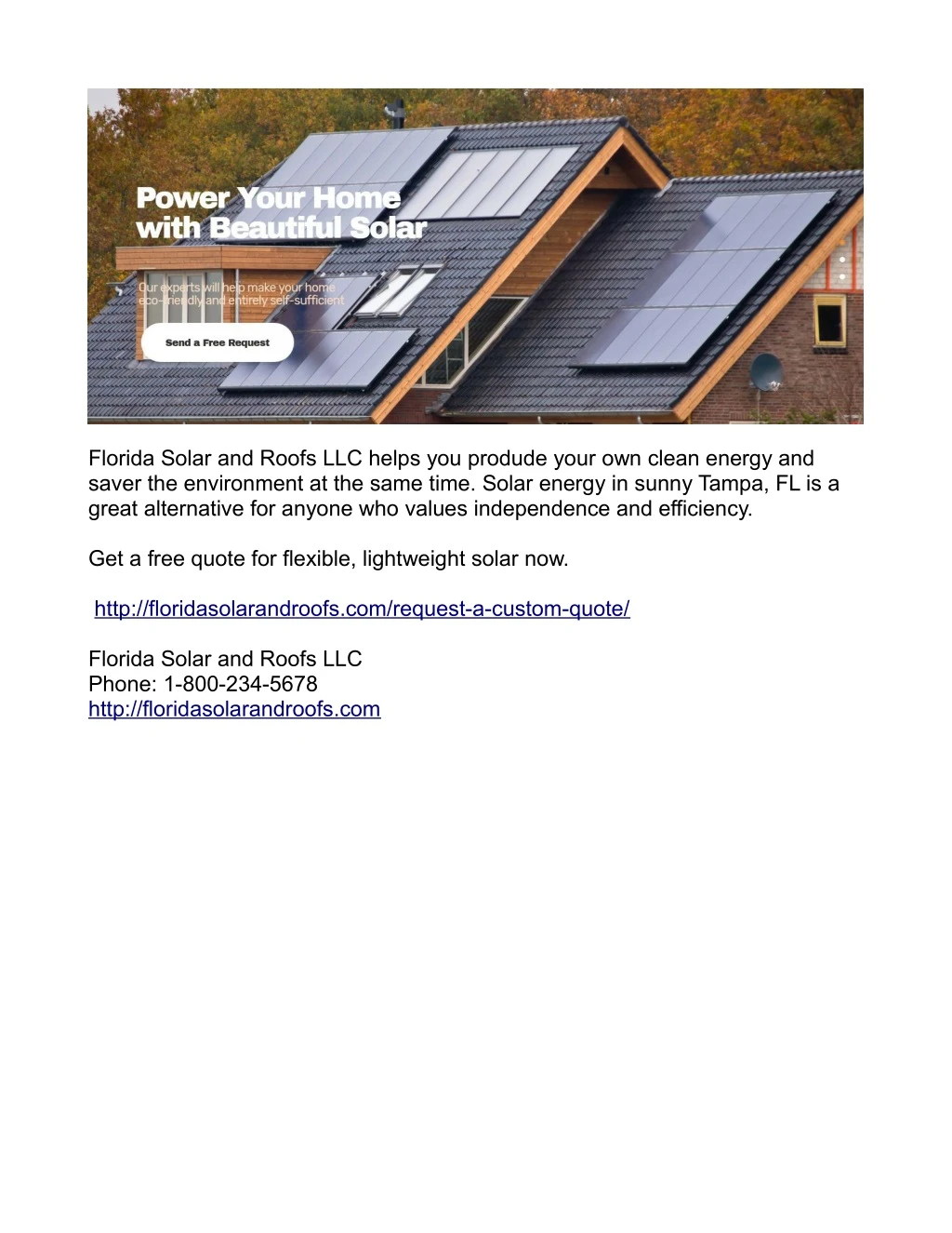 florida solar and roofs llc helps you produde
