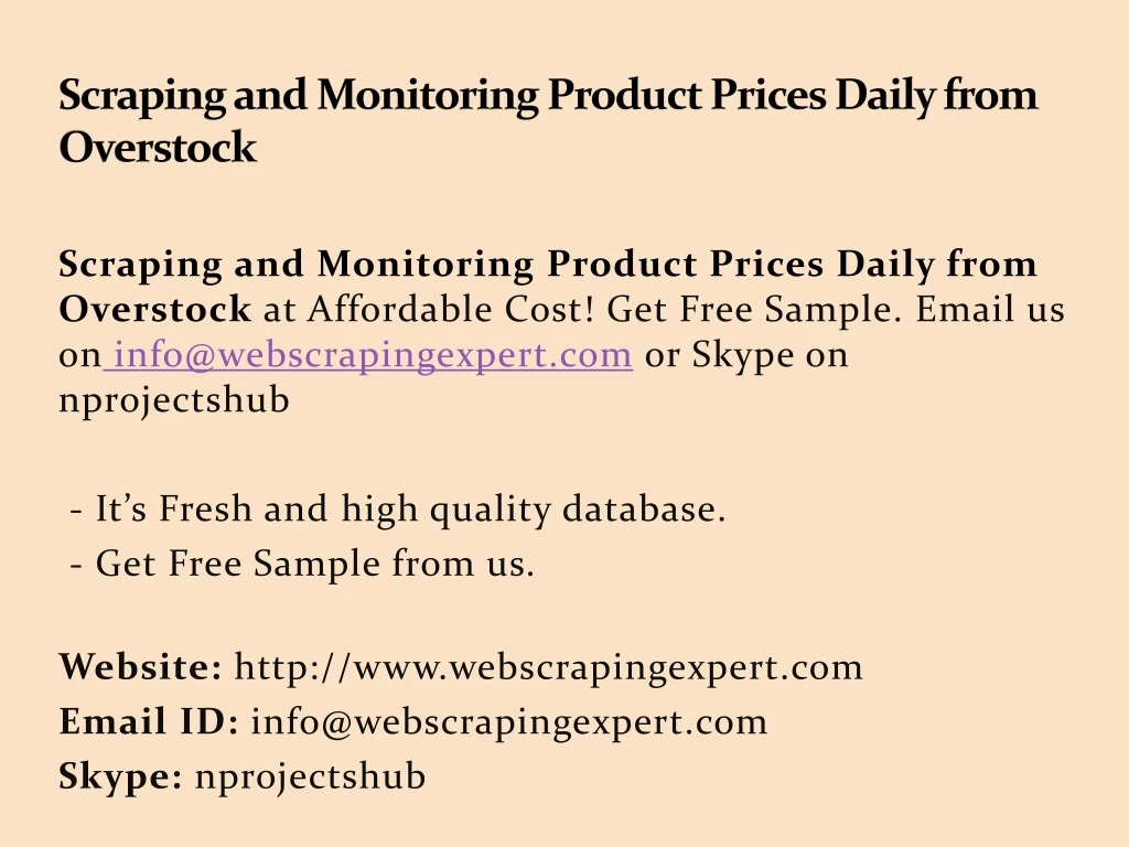 scraping and monitoring product prices daily from overstock