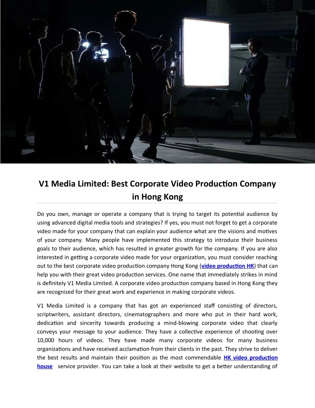v1 media limited best corporate video production
