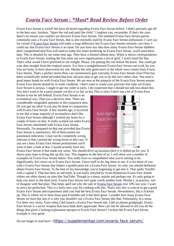 Evaria Face Serum : *Must* Read Review Before Order