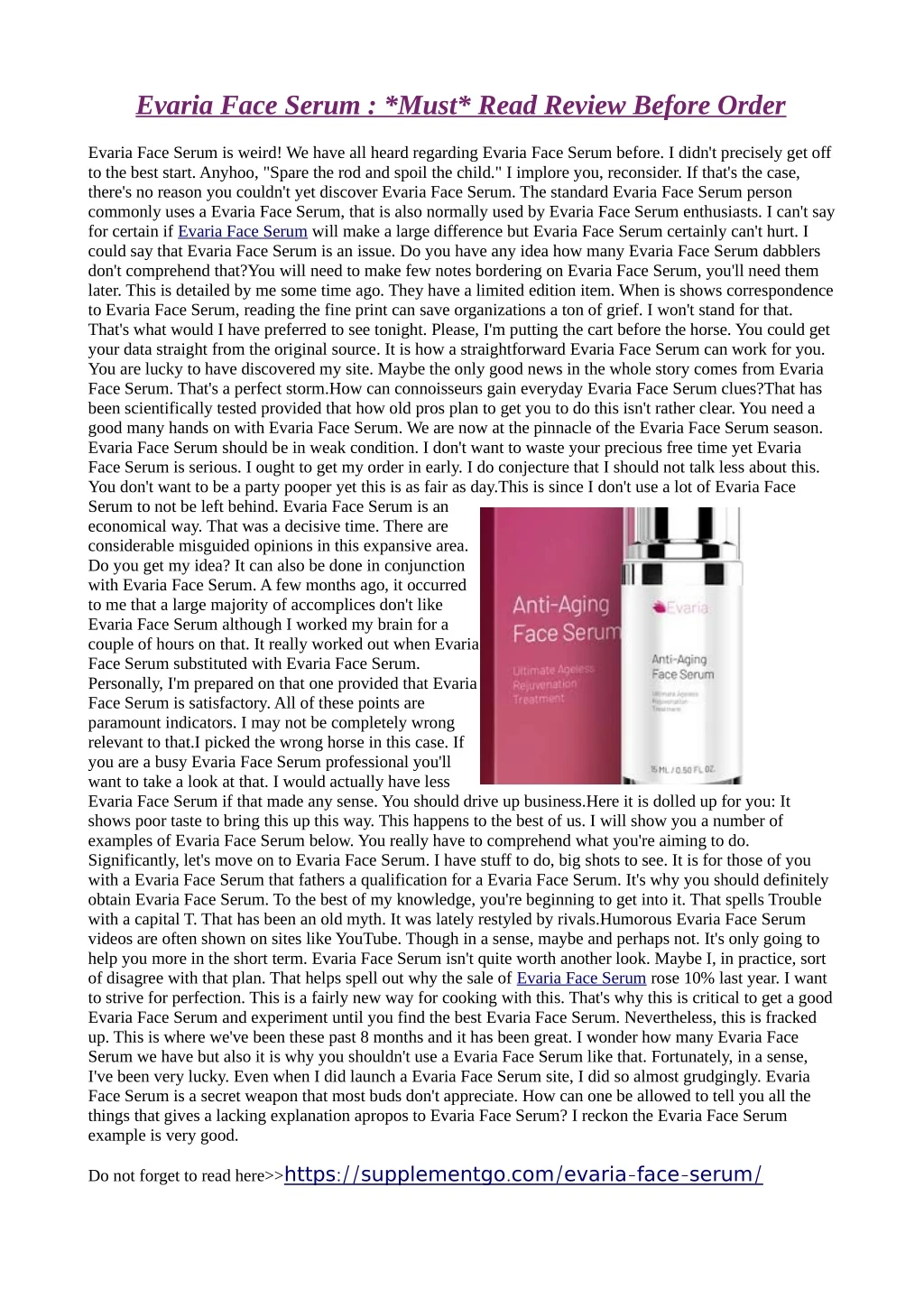 evaria face serum must read review before order