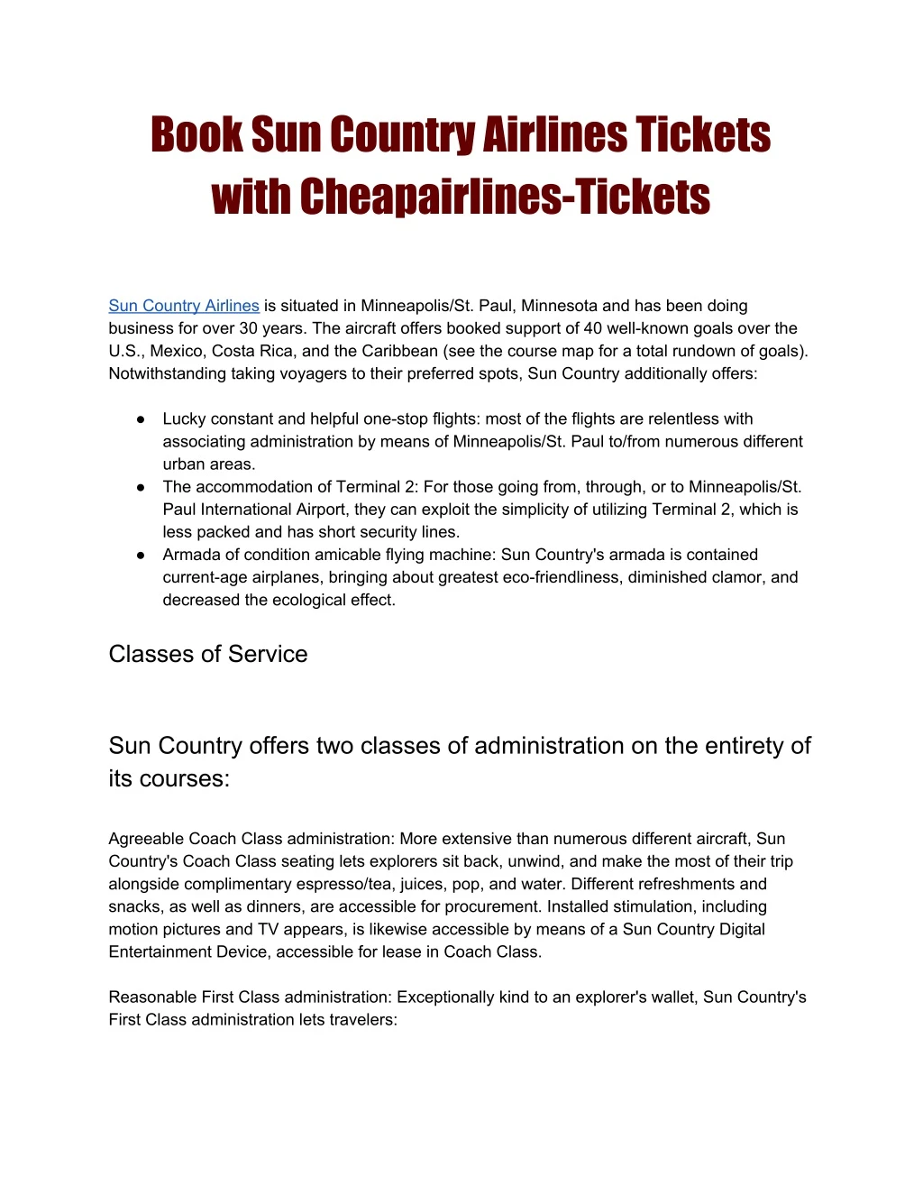 book sun country airlines tickets with