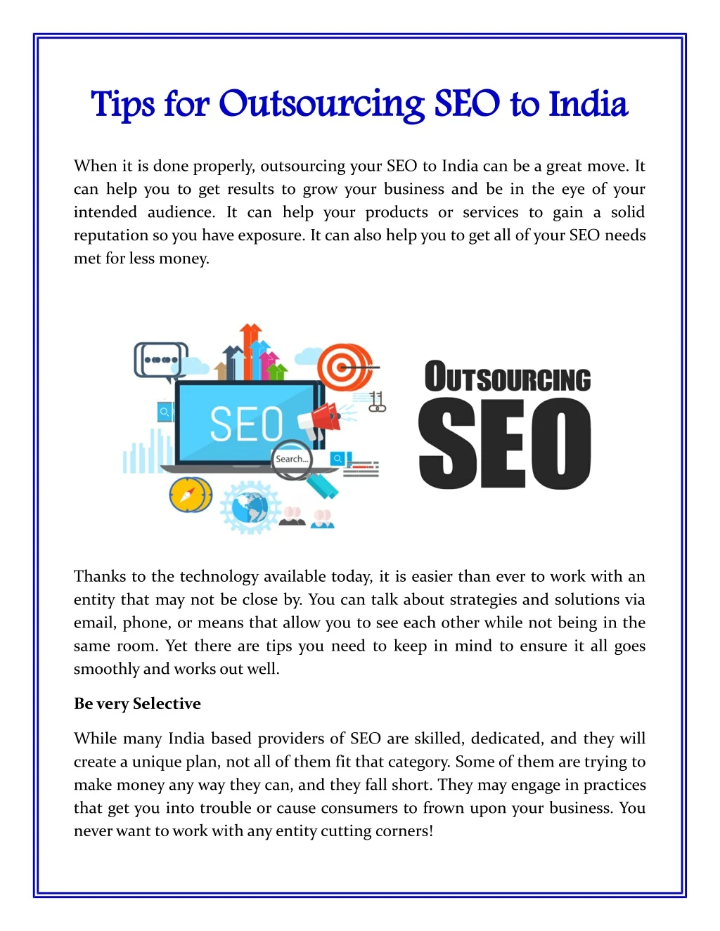 tips for outsourcing seo