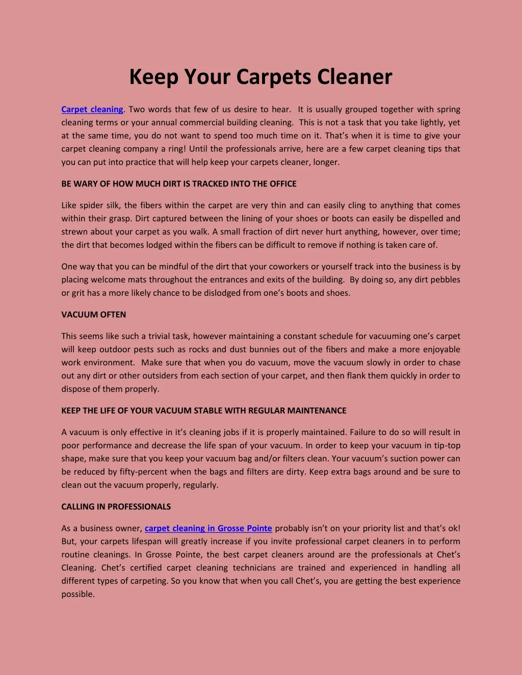 keep your carpets cleaner