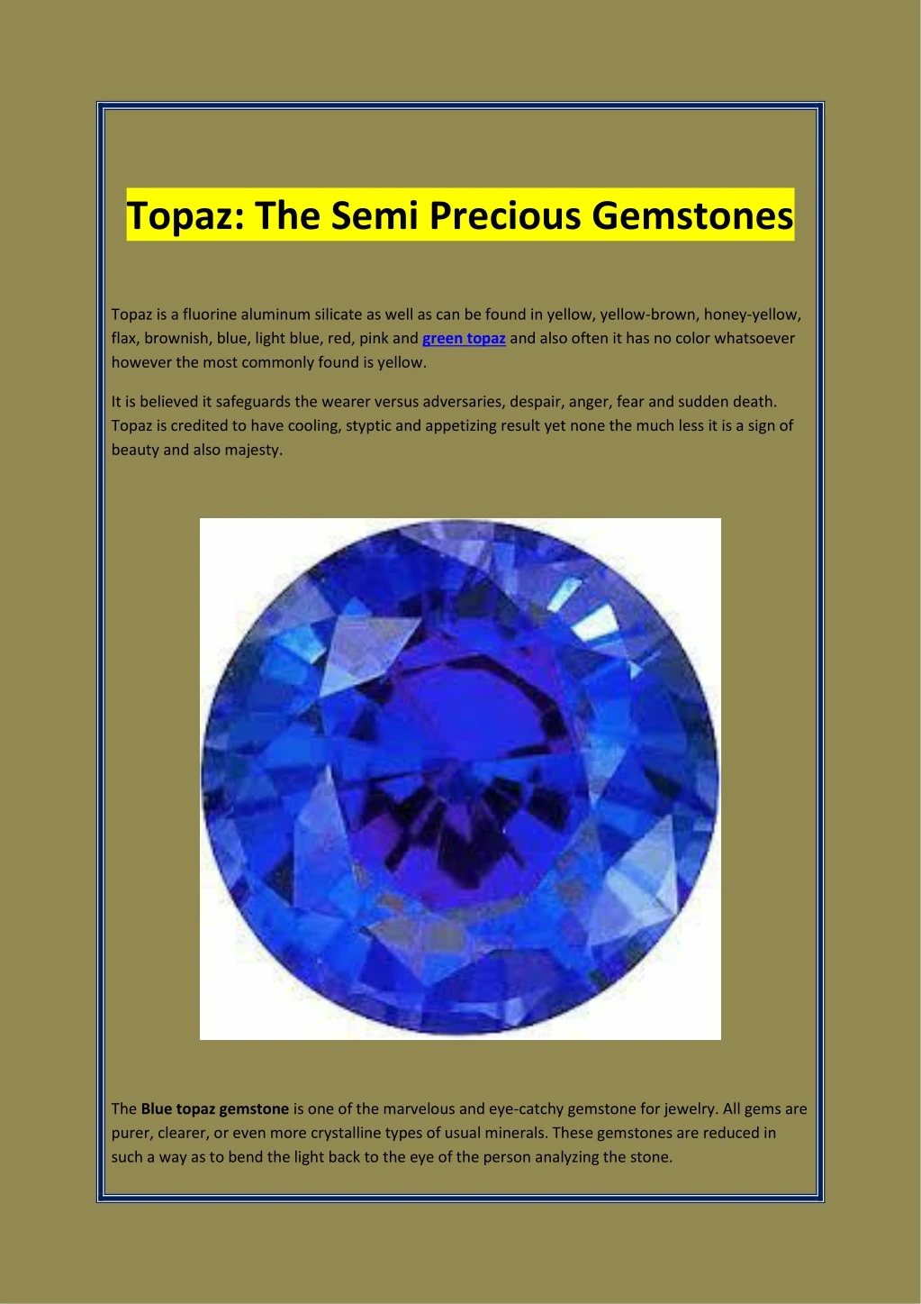 topaz the semi precious gemstones