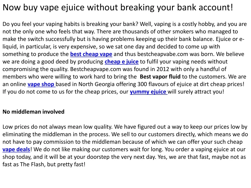 now buy vape ejuice without breaking your bank