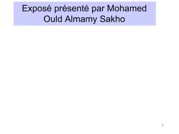 Expos pr sent par Mohamed Ould Almamy Sakho