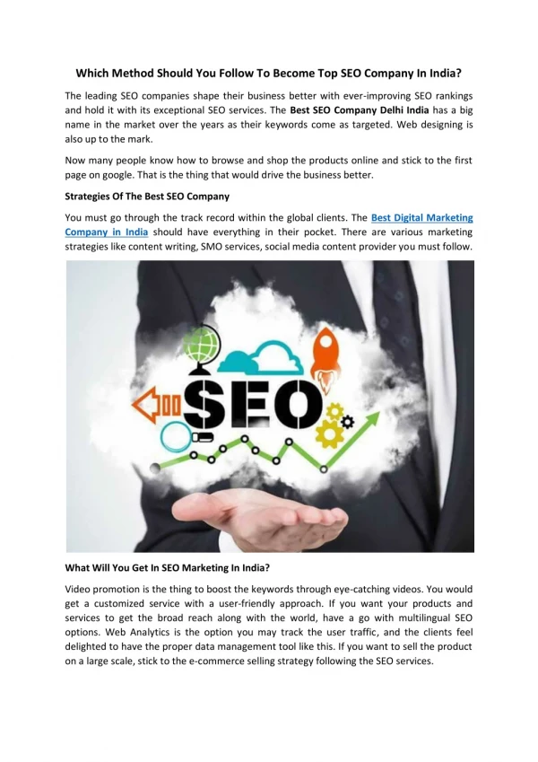 Which method should you follow to become top seo company in india