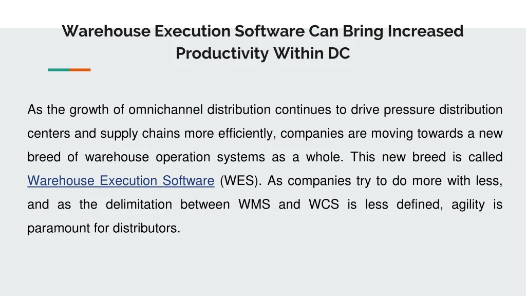 warehouse execution software can bring increased productivity within dc