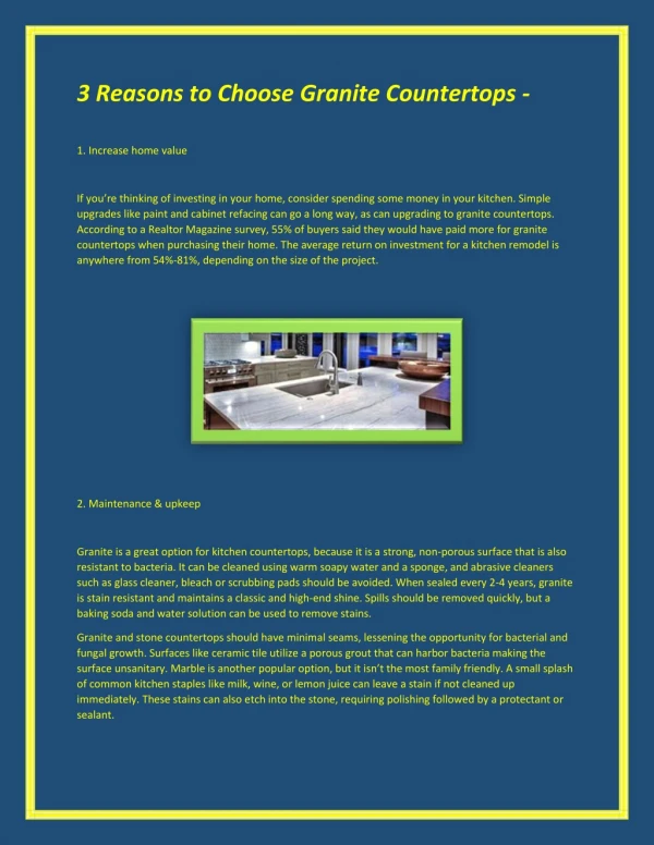 3 Reasons to Choose Granite Countertops -