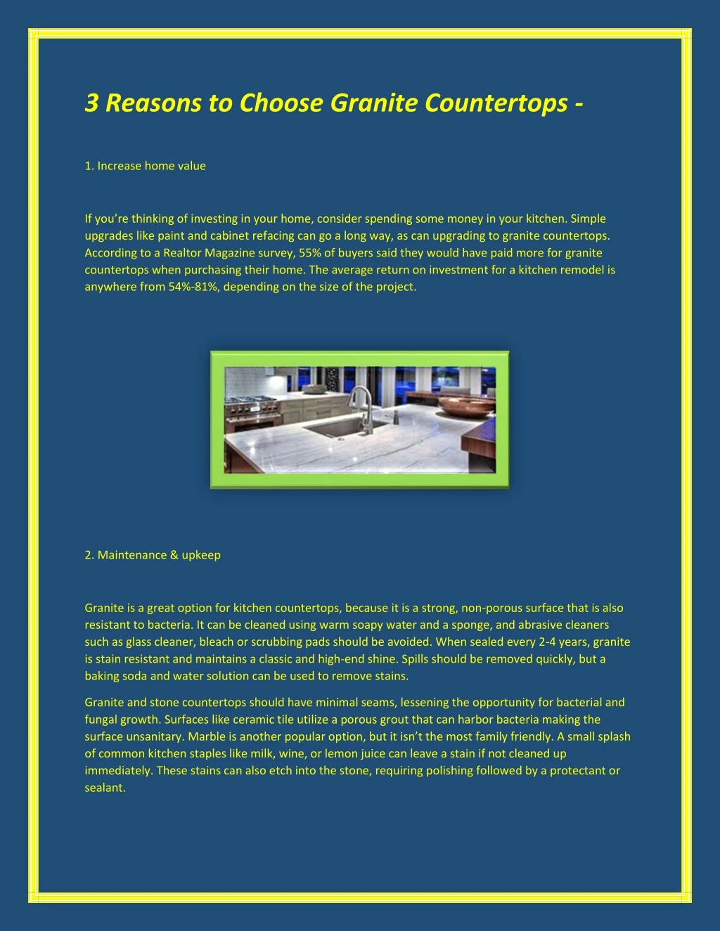 3 reasons to choose granite countertops
