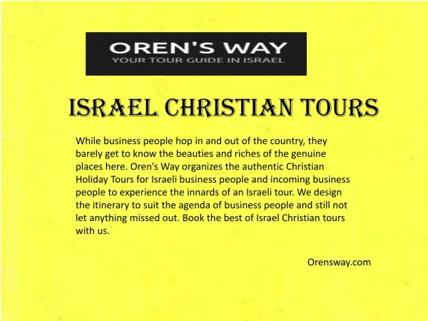 Orensway.com - Israel Christian Tours