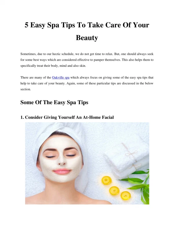 5 Easy Spa Tips To Take Care Of Your Beauty
