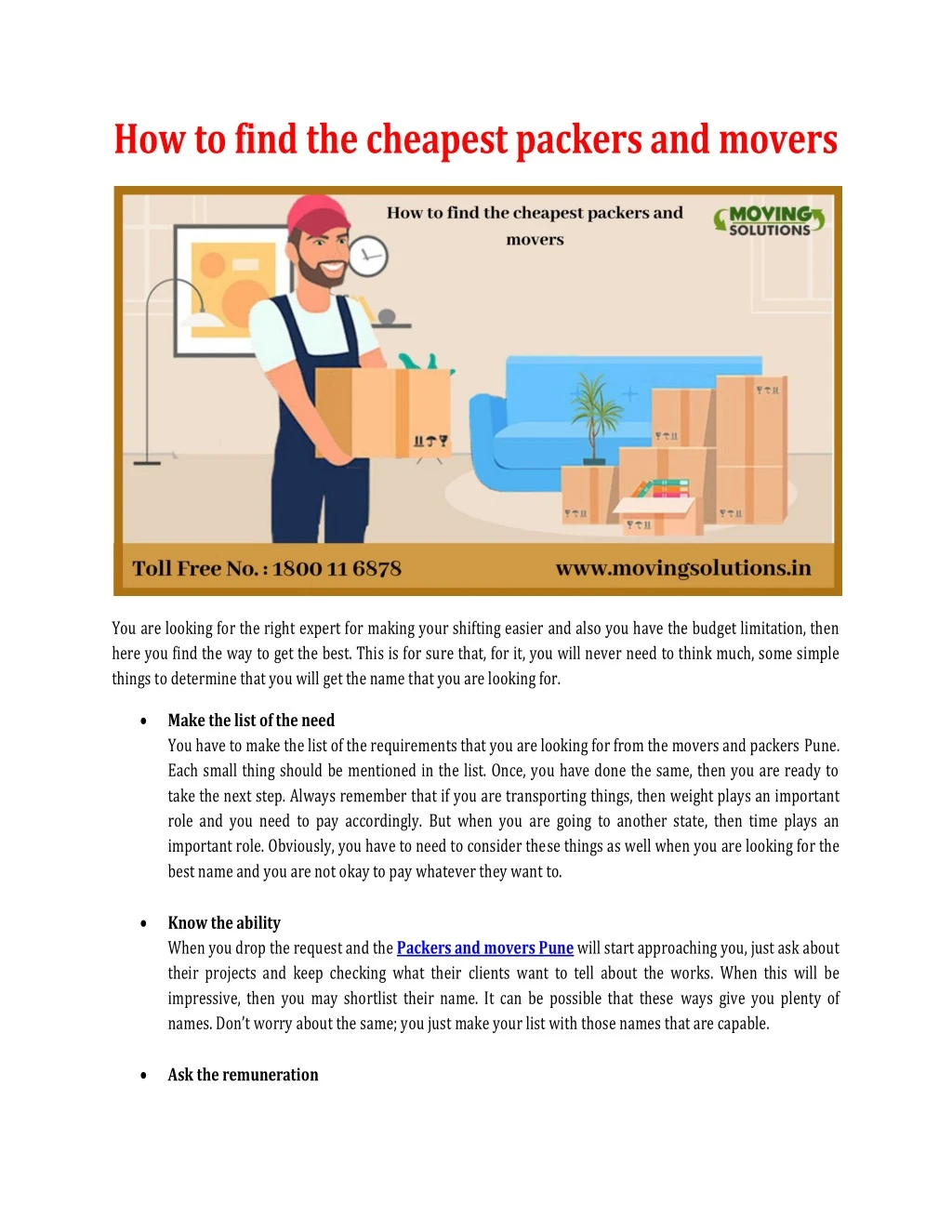 how to find the cheapest packers and movers