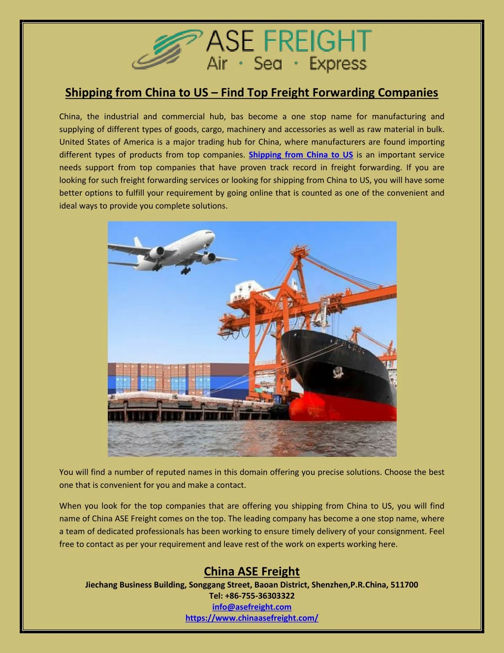 shipping from china to us find top freight