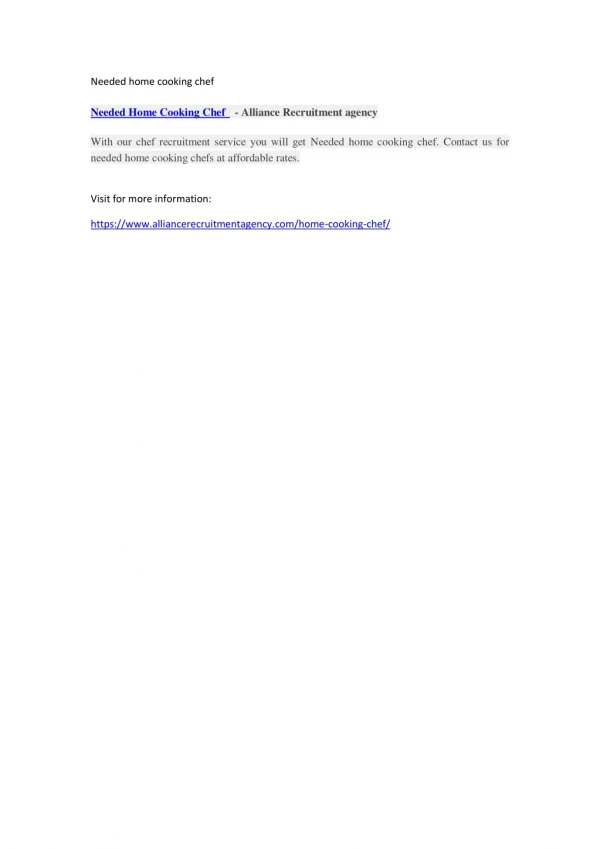 needed home cooking chef