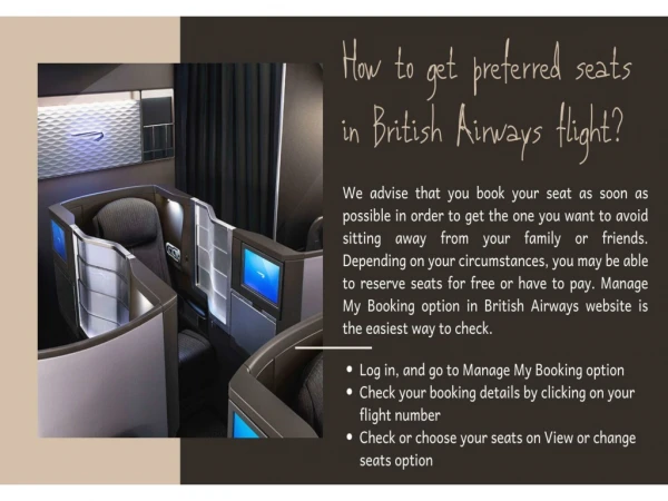 How to get preferred seats in British Airways flight?