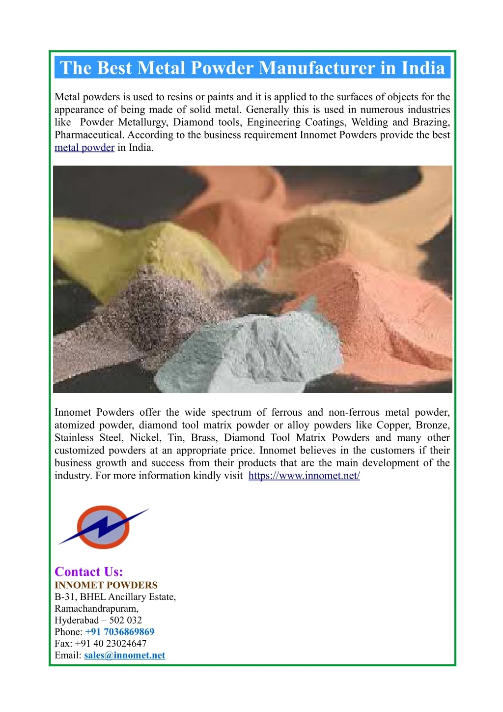 the best metal powder manufacturer in india