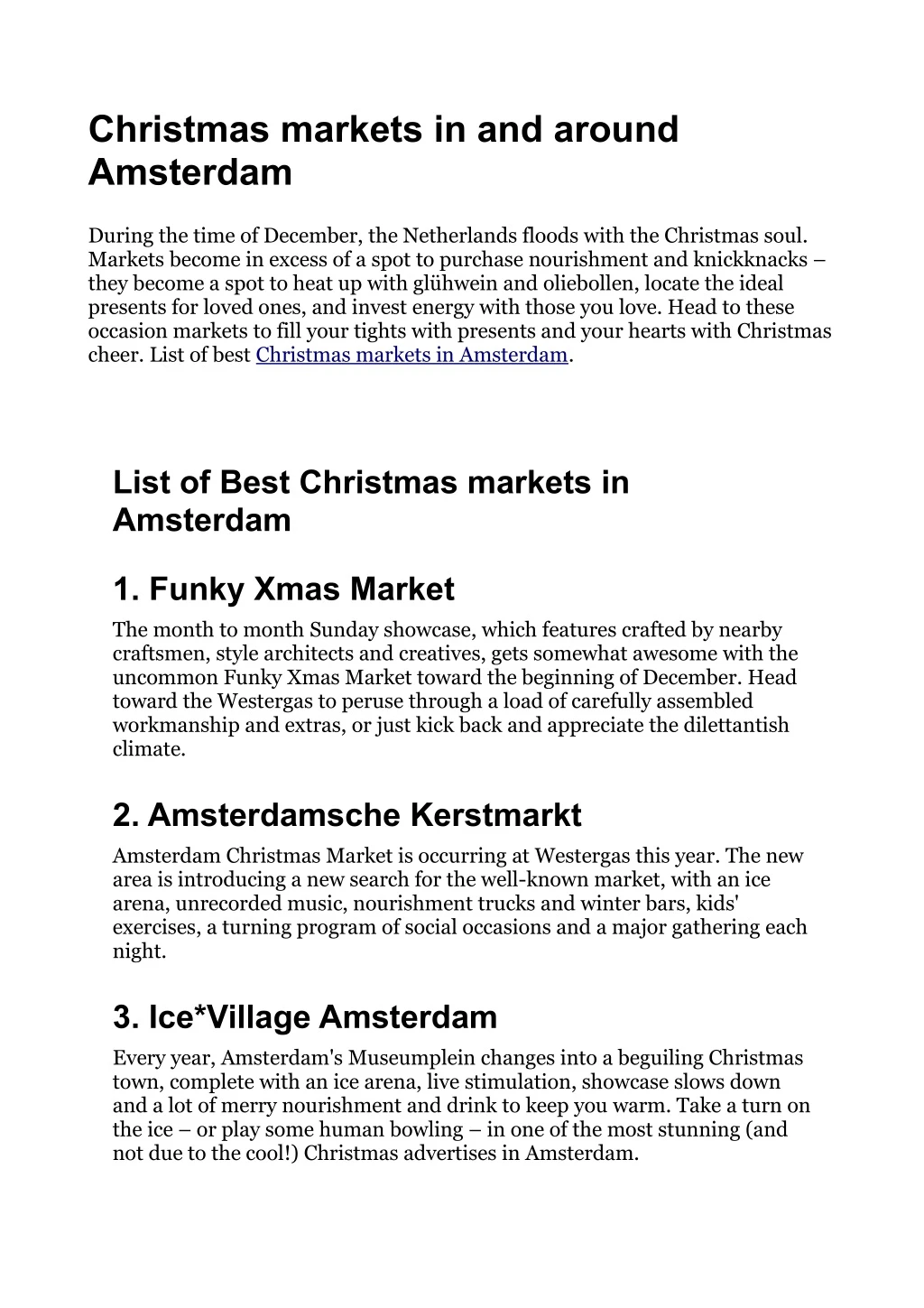 christmas markets in and around amsterdam
