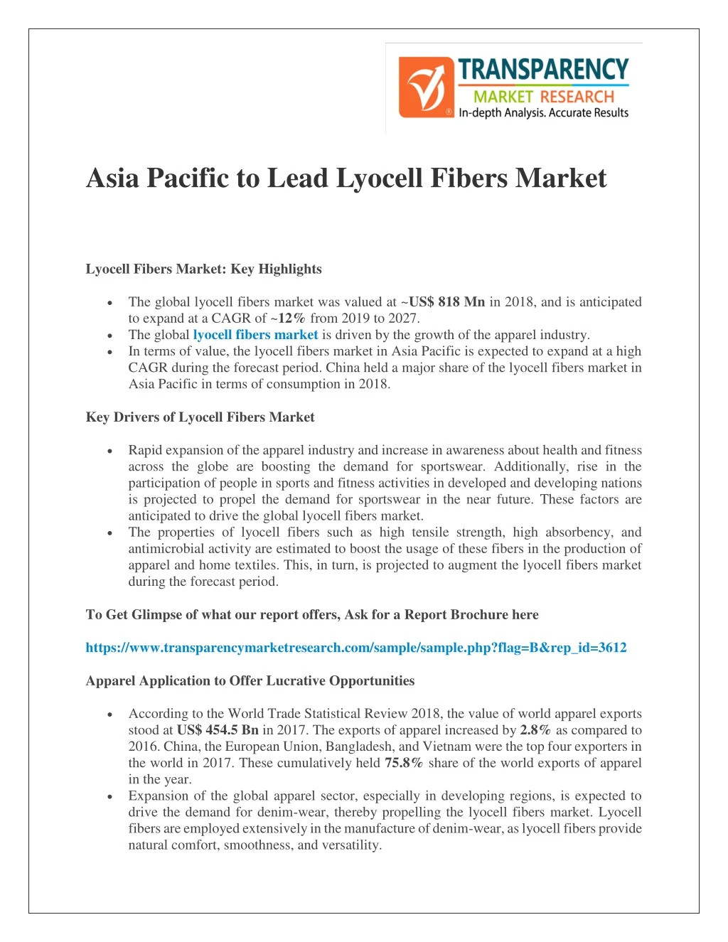 asia pacific to lead lyocell fibers market