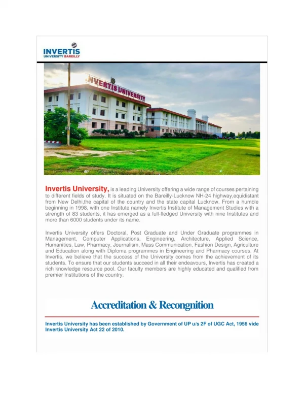 invertis university is a leading university