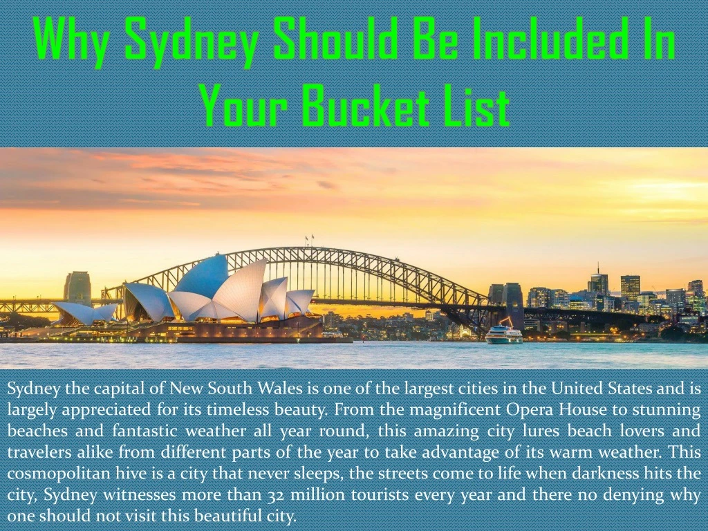 why sydney should be included in your bucket list