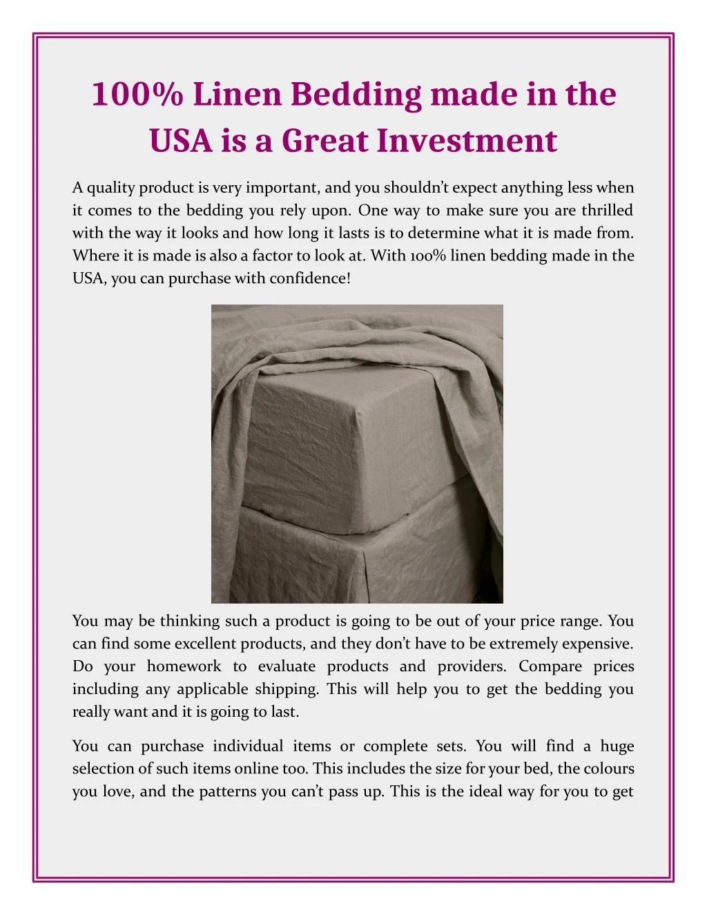 100 linen bedding made in the usa is a great