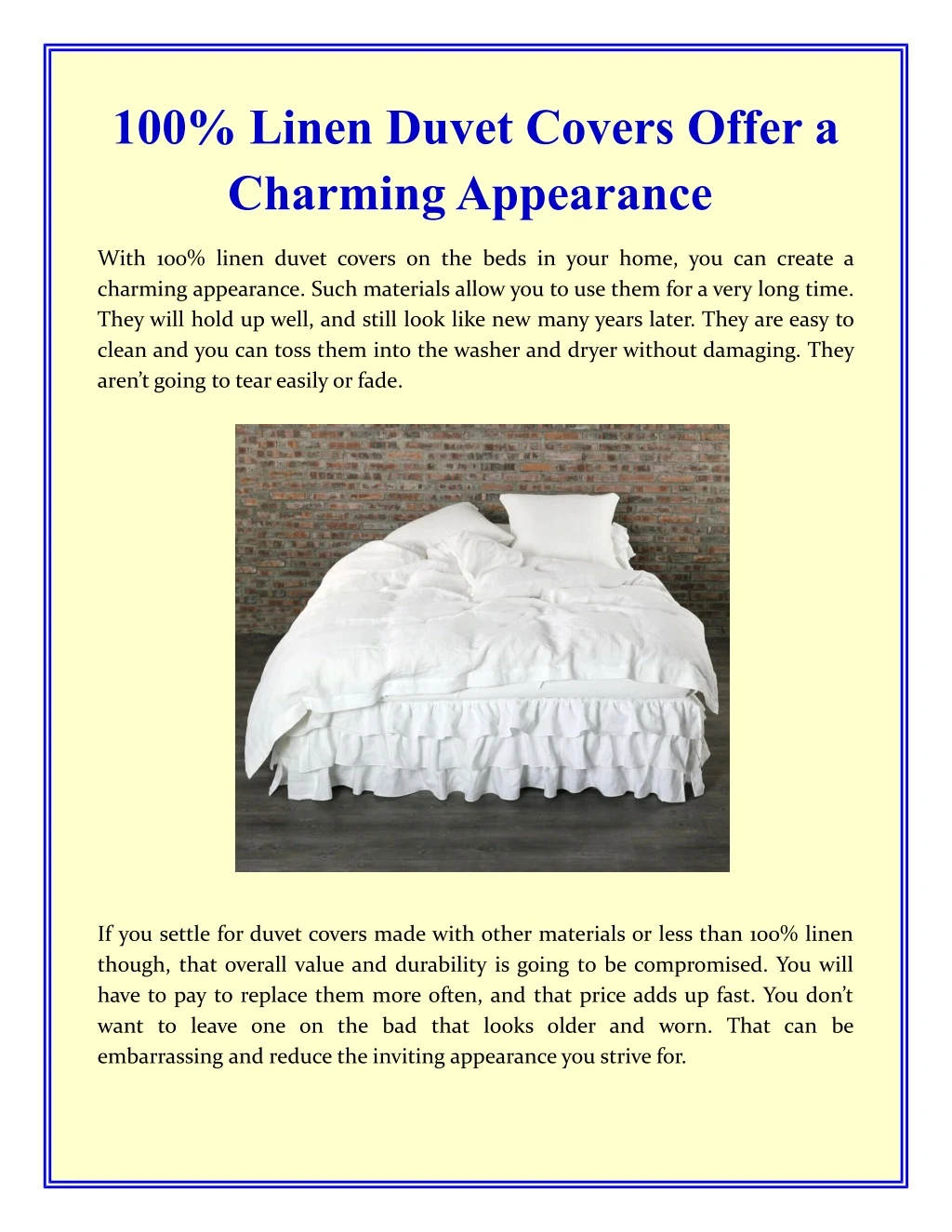 100 linen duvet covers offer a charming appearance