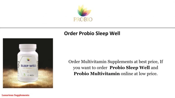 Order Probio Sleep Well - Buy Multivitamin | Probio