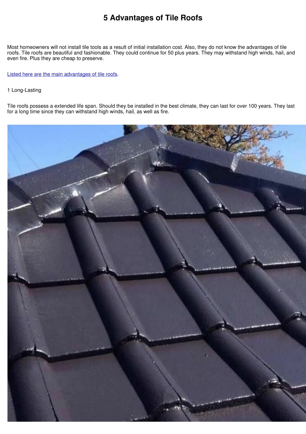 5 advantages of tile roofs