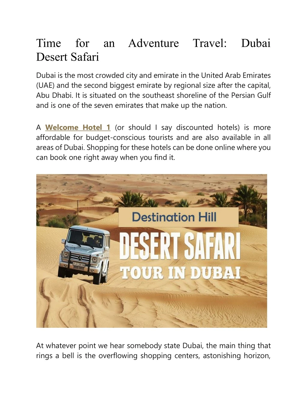 time desert safari